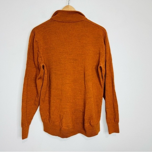 Pendleton Rust Orange 1/4 Zip Merino Wool Sweater Medium - Picture 4 of 8